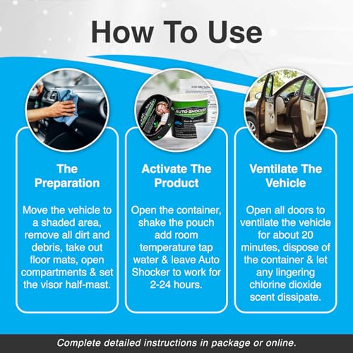 Biocide Systems Auto Shocker Strong Car Odor Eliminator, Eco-Friendly Chlorine Dioxide Odor Bomb for Vehicle Interior Up to 250 Cubic Feet - Image 6