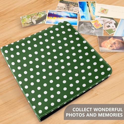 Álbum de fotos adhesivo DIY Scrapbook álbum con puntos blancos y verdes caza, encuadernador de 3 anillos, 40 páginas, 8x10 para memoria miniatura 5