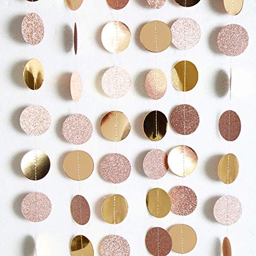 Decor365 Glitter Champagne Gold Decorations Paper Circle Dots Garland Party Streamers Bunting Backdrop Hanging Decor Banner/Wedding/Bachelorette/Bridal Shower/Christmas/New Year/Home/Engagement/ #TOP1