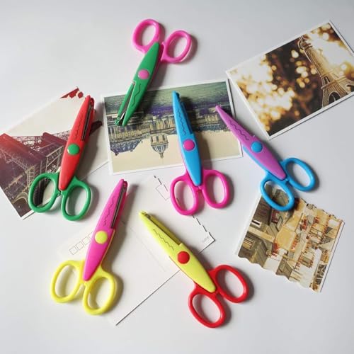 6 Stück Zickzackschere Kinder, Handsichere Kinders-Werkzeuge, Verwendet für Vorschulschulbildung Papierschneidwerkzeuge, Handgefertigte Handwerkszeuge Zickzack-Werkzeuge