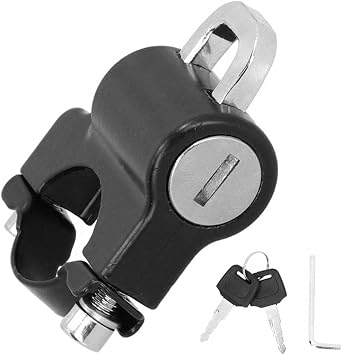Helmet Lock, Universal Motorcycle Rider Helmet Safety Lock, Anti-Theft, Motorcycle Lock, Aluminum Alloy Material, Bike Helmet Holder, Bicycle Helmet Security Lock, Includes 2 Keys and Mounting Tools