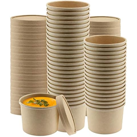 NYHI Kraft Paper Soup Storage Containers With Lids Cover