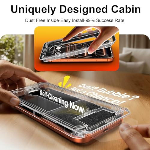 Image of OneFish for iPhone 17 Screen Protector 6.3 inch HD Clear Tempered Glass Full Coverage, 9H Hardness Scratch Resistant, Easy Installation, 2 Pack