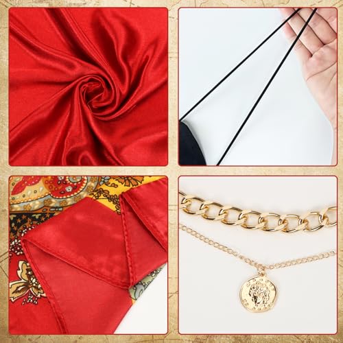 HUKUMA 6 Piezas Accesorios Disfraces Piratas Mujer, Piratas Pañuelo Bandana Fajin, Parche en el Ojo, Pendientes Collar Pulsera, Accesorios Pirata para Halloween Carnaval - imagen 3