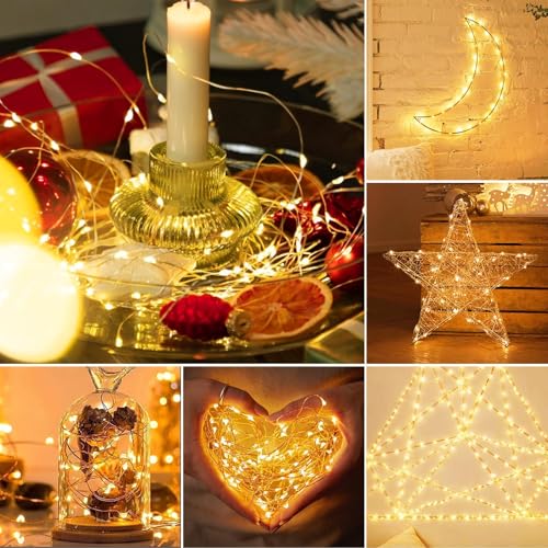 litogo 6 Stück LED Lichterkette Batterie mit Timer, 3M 30 LED Kupferdraht Lichterkette Innen, lichterketten batteriebetrieben (AA Batterie) für Party Weihnachten Halloween Hochzeit Deko, Warmweiß
