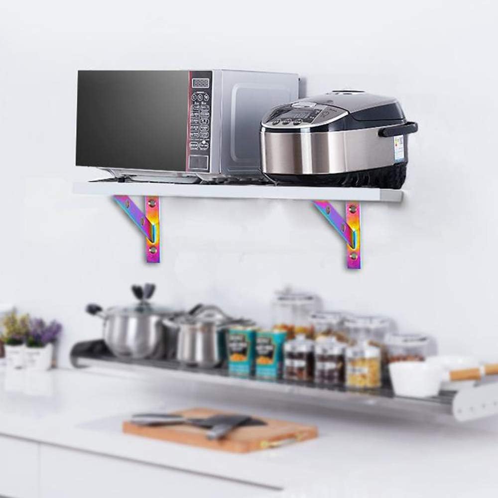 Shelves,shelf brackets,2Pcs Triangular Support,Neon Color Heavy Duty Stainless Steel Floating Shelf Bracket 90 Degree Wall Mounted Bracket ( Color : Neon Color , Size : 10 cm (4 inches) x 15 cm (6 inc