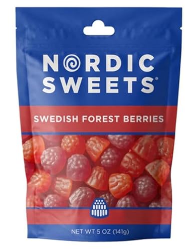 Nordic Sweets® Swedish Forest Berries Resealable Peggable Pouch - Swedish Candy Gummy Fruit Candy, 5 oz