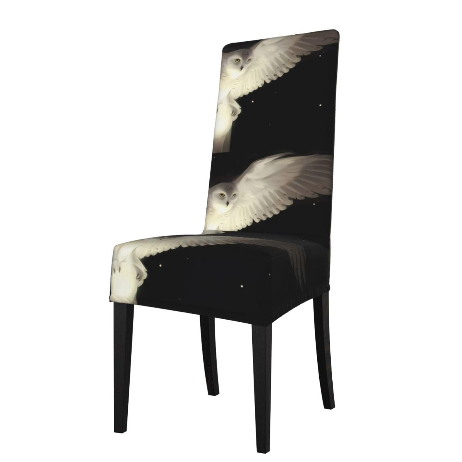 YYHHAOFA White Owl Prints Dining Chair Throws – Stretch Slipcovers Revitalize Your Seating with Easy Style & Easy Care