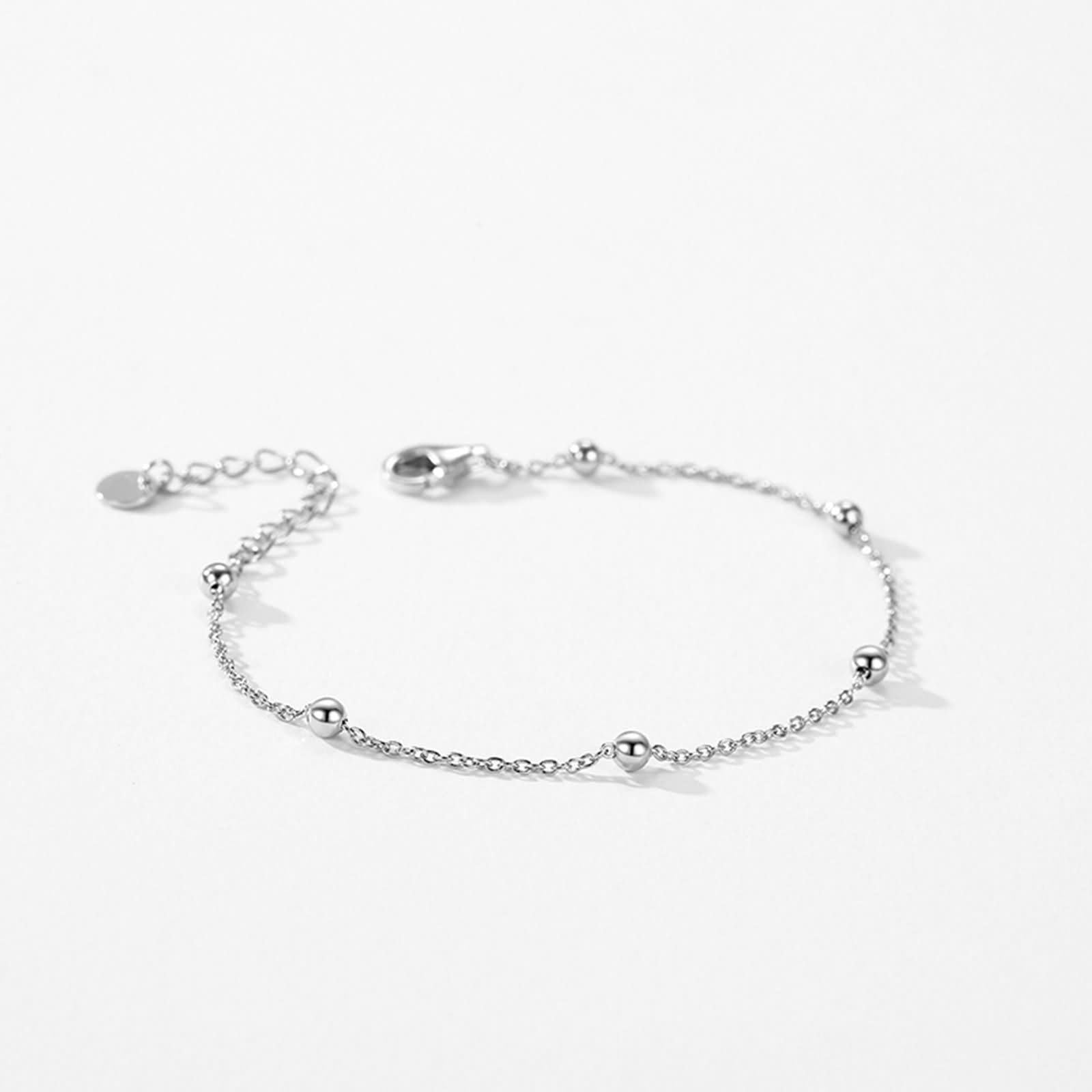 Pulsera para mujer, pulsera de eslabones de cadena para mujer, cadena con cuentas de oro blanco, conjuntos de joyas para mujer