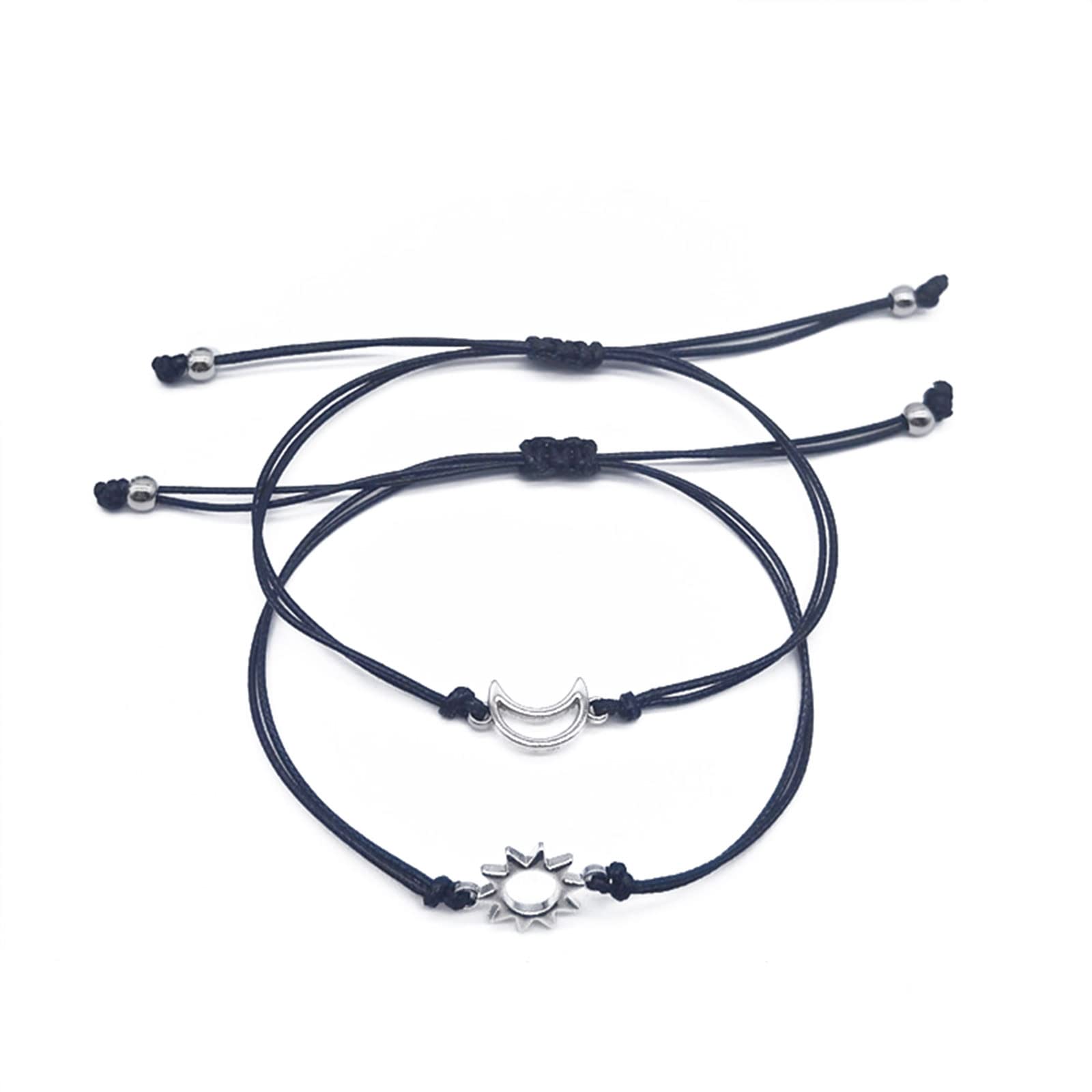 Maxtonser 2x/Set Couple Bracelets Handmade for Sun Bracelet Braided Rope Charm Jewelry Decoration for Couple Women Men T