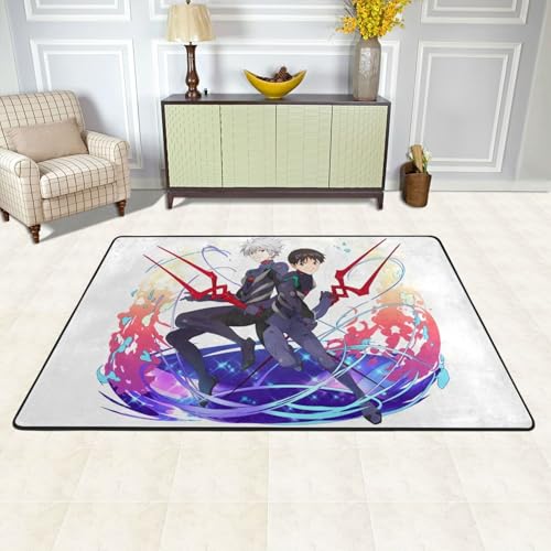 カーペット 新世紀エヴァンゲリオン Eva バスマット 長方形 大判 人気 おしゃれ 可愛い 防ダニ 抗菌 防臭 吸水 滑り止め ふわふわ 柔らかい肌触り 絨毯 室内装飾 床保護マット 玄関 キッチン リビング 浴室 洗面所 家庭用 洗える オールシーズン