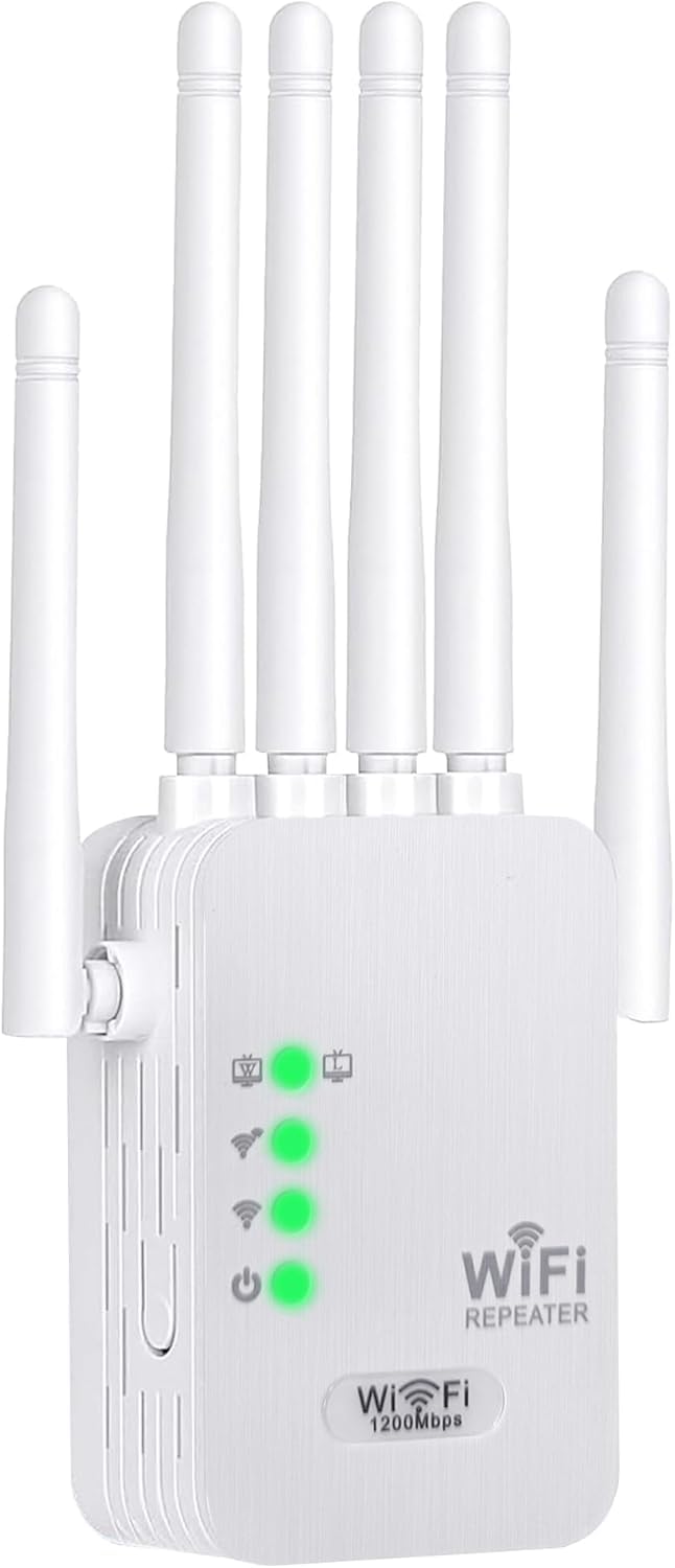 Répéteur WiFi Puissant 6 Antennes - Amplificateur Signal WiFi 300Mbps Couvrant 10000m² - 2 Ports LAN Maison Bureau