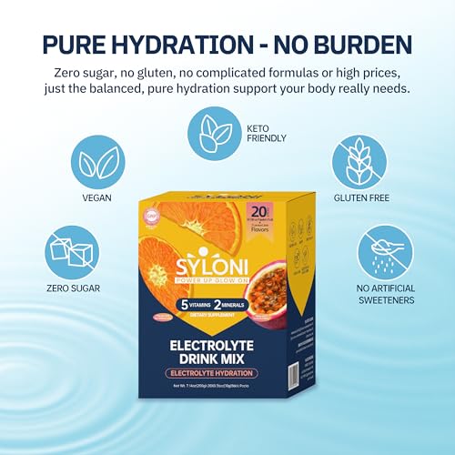 Image of Electrolytes Powder Packets, Citrus Passion Fruit(0.36 oz*20 Sticks), Sugar Free Hydration Packets Electrolyte Drink Mix with 7 Vitamins and Electrolytes, Keto Friendly, Vegan