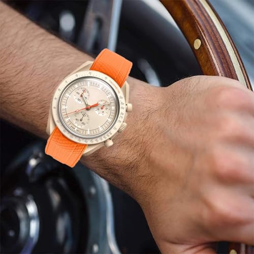 Image of Silicone Rubber Bands for Omega X Swatch Moonswatch Watch Strap 20mm Curved End Weave Style Premium Silicone Rubber Replacement Strap Women Men,for Omega Swatch Moonswatch Speedmaster