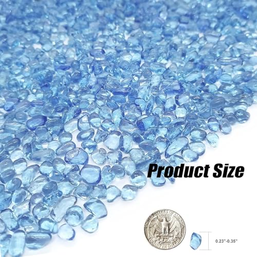 Image of Keedolla 2 lbs /900g Aquarium Sea Glass Stones, Clear Glass Pebbles Marble Aquarium Fish Tank Rocks Gravel for Turtle Tank, Vase Fillers, Christmas Decoration - Light Blue