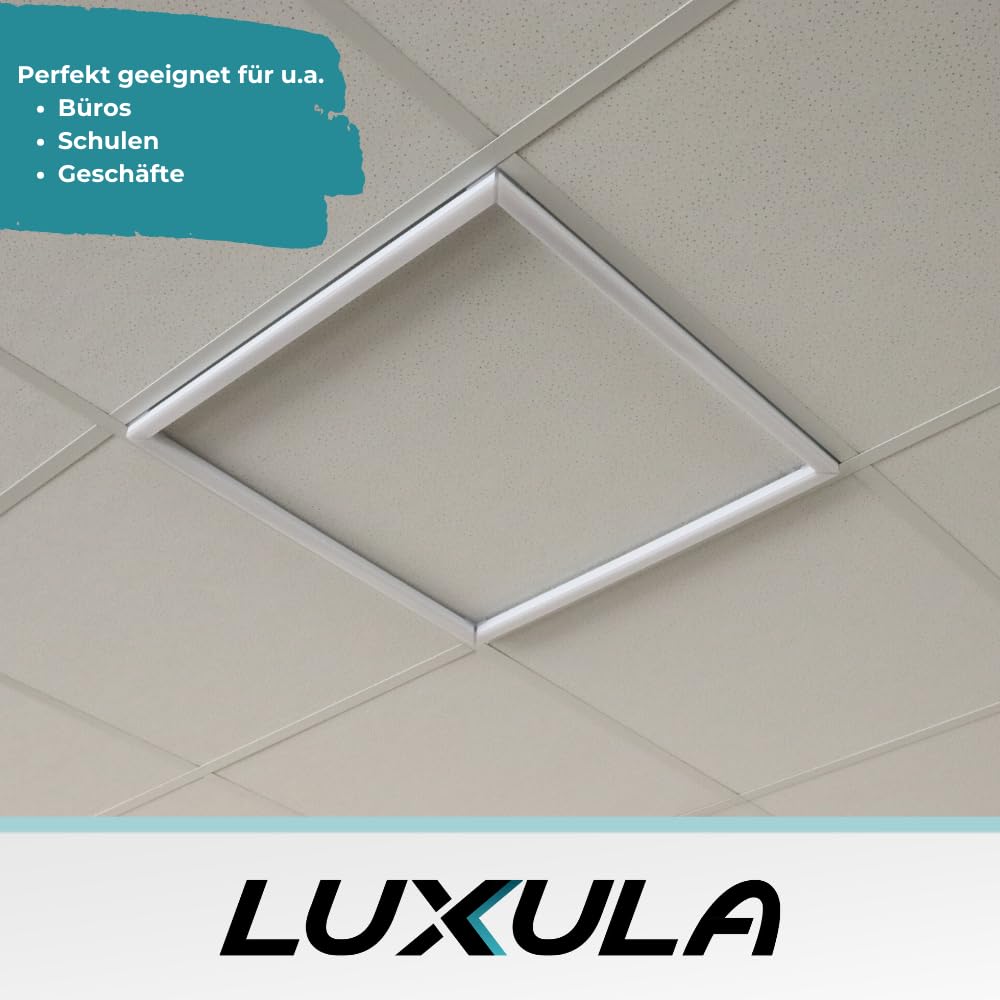 LUXULA 4er Pack beleuchteter LED Rahmen 62x62cm - steckbarer Leuchtrahmen - 40W 4000lm - 4000K Neutralweiß - inkl. 230V Netzteil - Lichtdesign - Alternative zu LED-Panel Rasterleuchte Einbaulampe