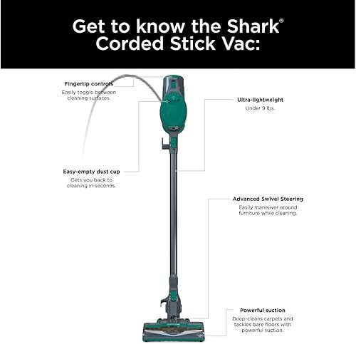 Miniatura 8 de Shark Aspiradora con cable, ultraligera, dirección giratoria, potente limpieza profunda, versatilidad de piso a techo, se convierte en una