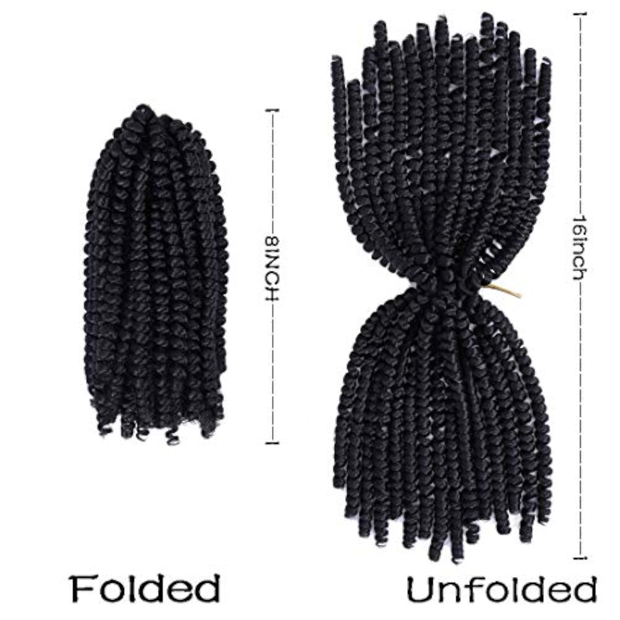 6 Packs Spring Twist Crochet Hair, 8 Inch