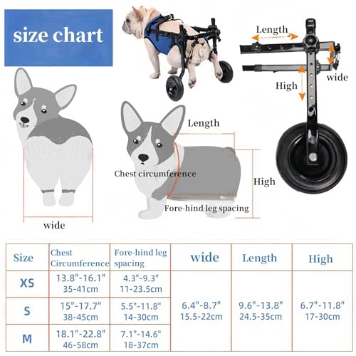 Image of Adjustable Lightweight Dog Wheelchair for Back Legs & Cat Mobility Aid - Small Dog Wheelchair Cart with Wheels for Disabled Hind Legs, Hip Support & Rehabilitation (M-(Suitable for 5 to 10 kg))