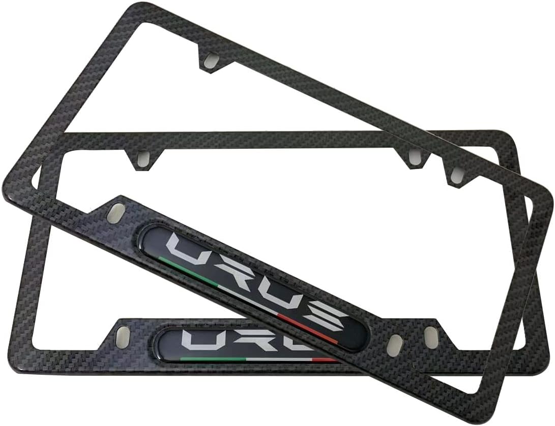 2pcs for Urus License Plate Frames Covers Holder, Stainless Steel Made, Carbon Fiber