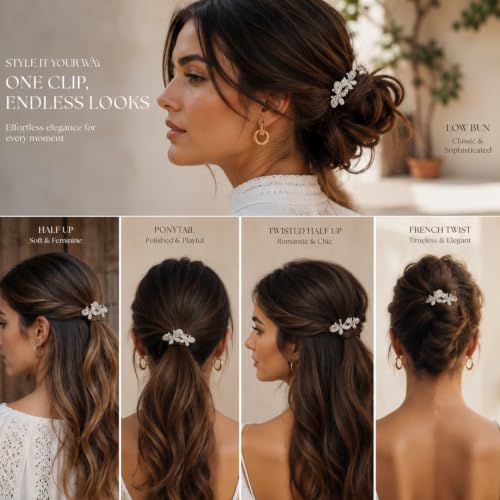 Image of Young & Forever Gift Special Fashion Celestial Stars Flower Butterfly Gold Plated Crystal Barrette Hair Clip /Pin Hair Accessories for women