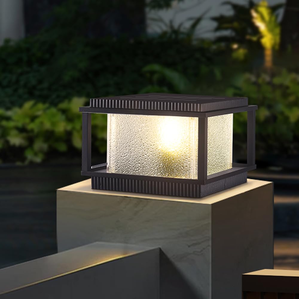Luci da esterno energia słoneczna, iluminazione esterna, luce solare, nowoczesna lampa a colonna per patio, lampada a pilastro con telecomando, apparecchio di illuminazione a LED pe