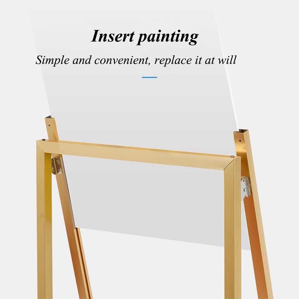 Soporte para Carteles publicitarios, Resistente al Viento, para Vallas publicitarias, menús y Negocios, con diseño de polea Inferior y Apertura a presión, fabr,Gold-63.5x40x114.5cm