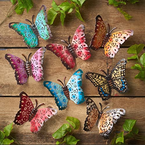 GPH™ Gift Set of 8 Decorative 3D Garden Butterfly Fence Hangers for Indoor/Outdoor Sheds Walls Fences, Yellow,Blue,Green,White,Red - Image 2