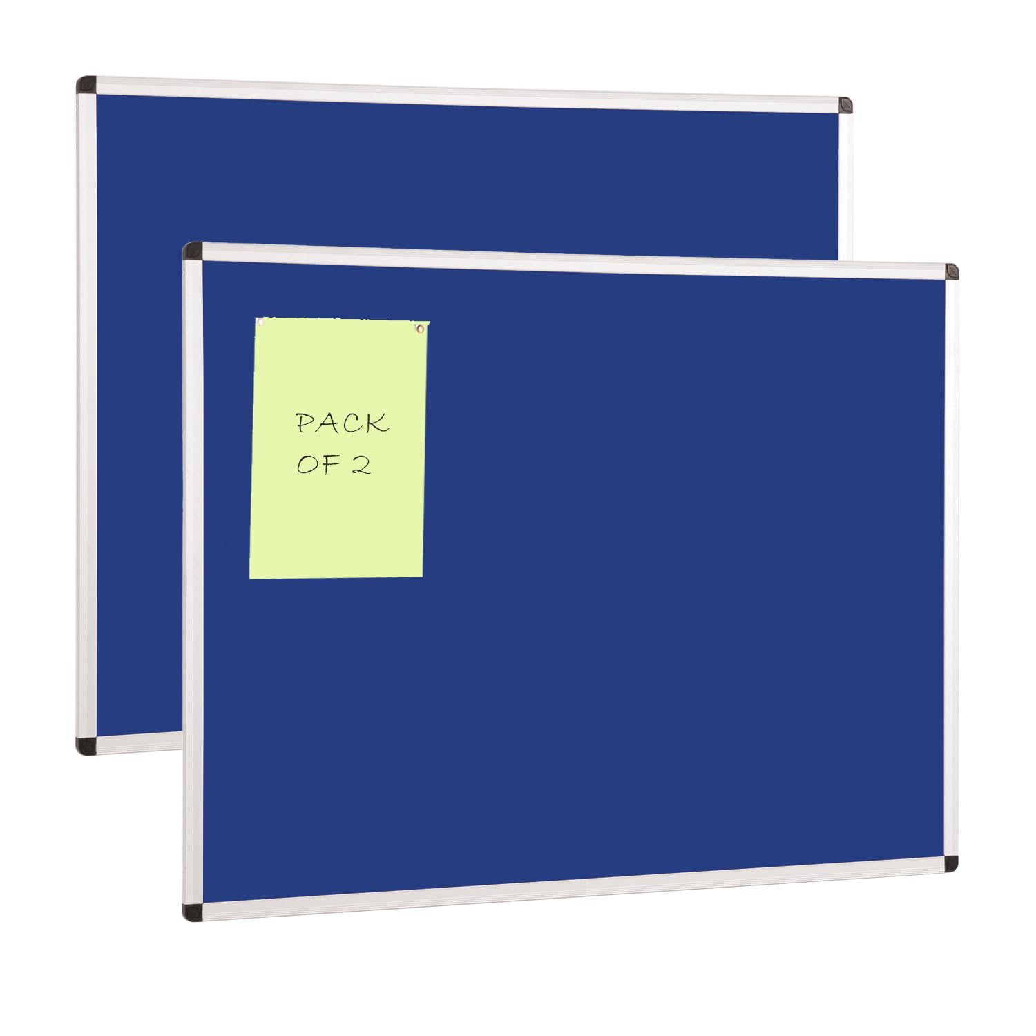 Smart Aluminium Framed Notice Board | Blue Felt Pinboard Surface | 120 x 90 cm | Value Pack of 2 - Ideal for Office, School, Library