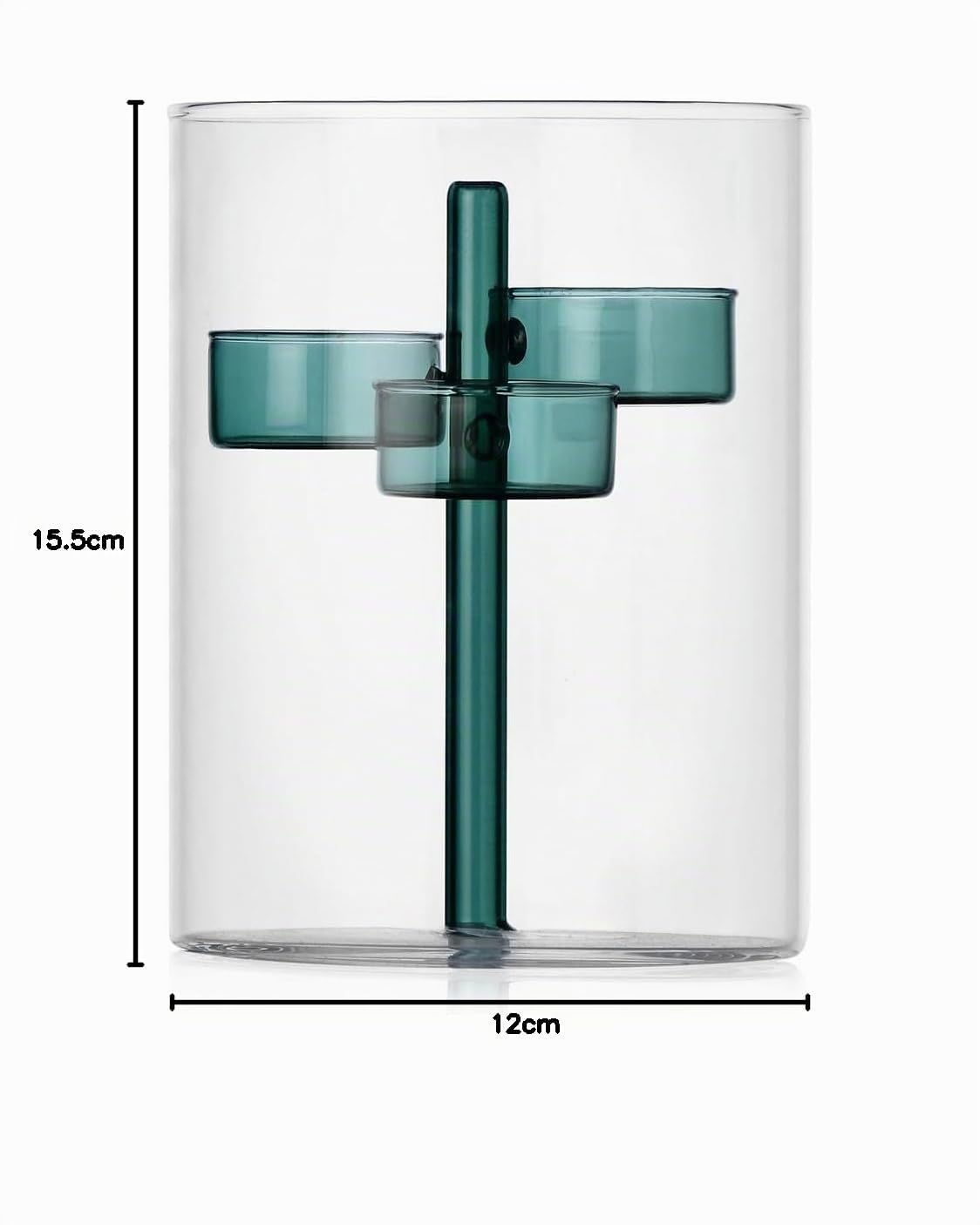Ichendorf Milano Tealight 3 Candele, Petrolio, Collezione Iris, H15,5 cm, Vetro Borosilicato, Fatto a Mano