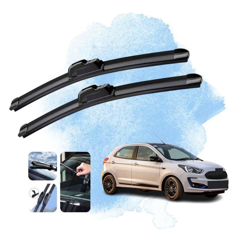 Image of Audio WHeels Perfect Fitting Frameless Windshield 100% Scratch Proof Cleaning Water Repellant Silicon Car Wiper Blades For Equipment Replacement, Set of 2 (D-22 inch & P-16 inch)
