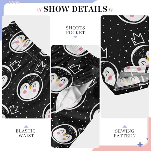 ZZXXB Prince Penguin Boys Long Pants Soft Trousers Elastic Waist Kids Lounge Bottoms with Pockets S-XL4