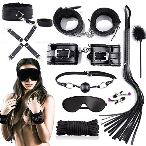 10Pcs Coppie Set Yoga Nero Strumento di Massaggio Kit B`D`S B-O-N-dage Giocattoli Spread Adustable