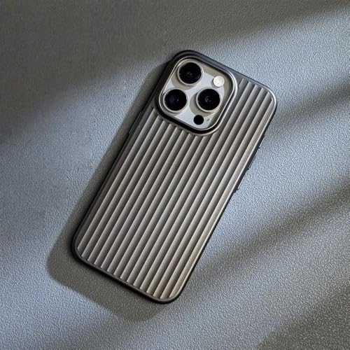 Coque à rayures plaquées luxe pour iPhone 16 Pro Max élégante et rigide BoHei