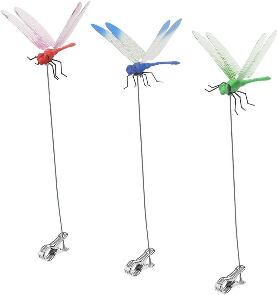 Taozers Dragonfly Clip Set in 3 Colors, for Natural & Horse Fly Control