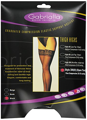 Image of GABRIALLA Graduated Open Toe Microfiber Compression Thigh High Stockings (25-35 mmHg) H-306 2 Pack
