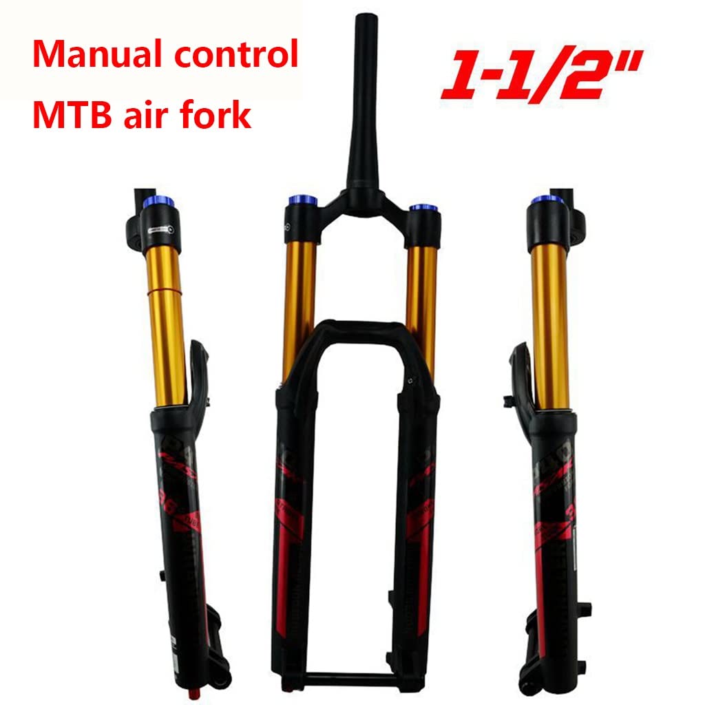 MTB widelec amortyzowany pneumatycznie 27,5" 29" XC rower górski widelec przedni magnez stop aluminium ręczna blokada stożkowa 1 1/2" hamulec tarczowy rower 150 mm skok sprężyny 110 × 15 mm oś