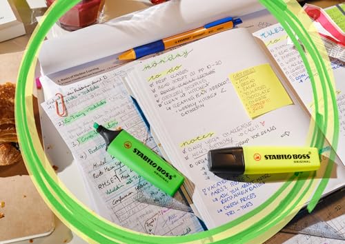 STABILO Highlighter Pen Set BOSS ORIGINAL | Big Box of 4 Fluorescent Colours | Yellow, Orange, Green, Pink