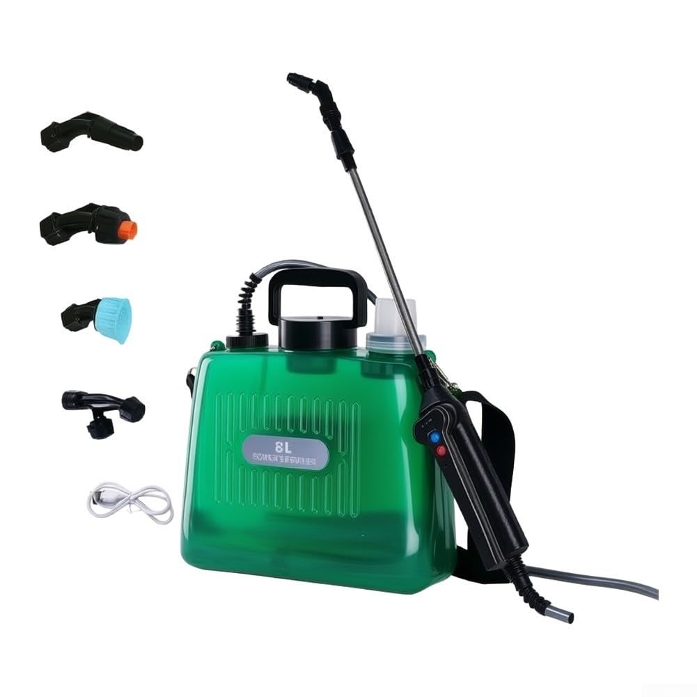 Elektrische Gartenspritze, 8 Liter (2 Gallonen), wiederaufladbare | Pumpspritze mit 3 einstellbaren Druckstufen, leichte, tragbare elektrische für Gartenarbeit,