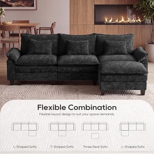 Image of URRED Oversized Modular Sectional Sofa,Black:122 inch L Shaped