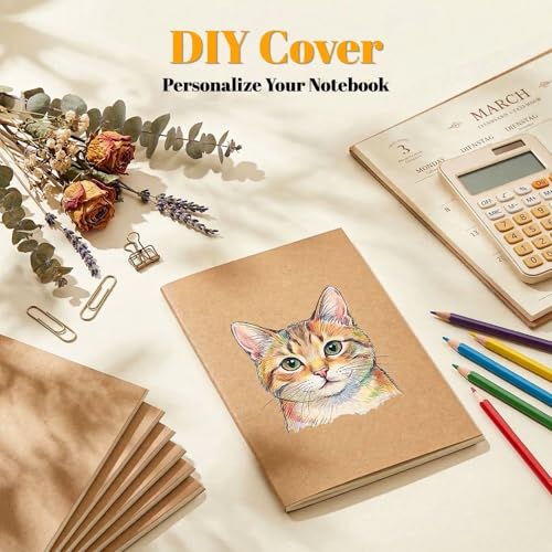 Cuadernos A5 Líneas con papel crema de 80gsm y cubierta kraft de alta densidad 5