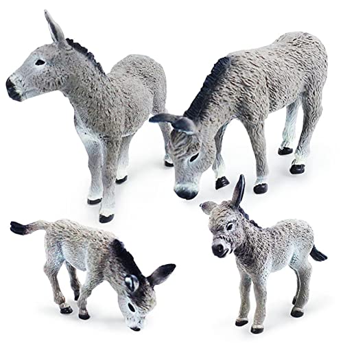 Eselfamilie Figur | Realistische Bauernhoftiere Esel Familie Figur,Realistische Farm Animals Esel Modell Ornament…