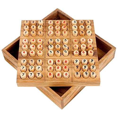 Logica Juegos Art. Sudoku de Madera - Rompecabezas Matemático - Multijuegos - Caja Plegable - con Folleto de 30 Juegos