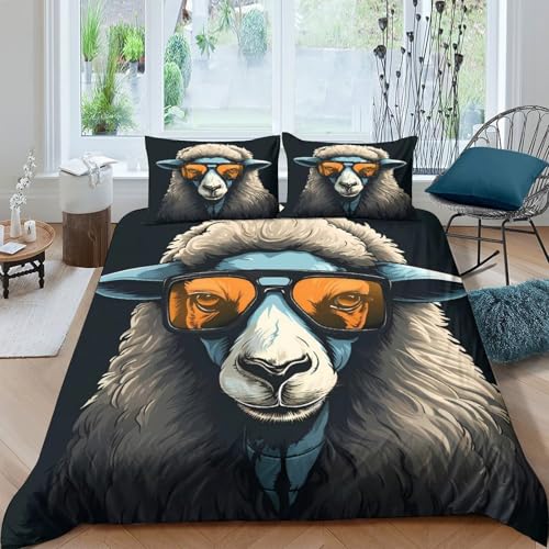 Housse de couette microfibre ultra douce 140x200 parure de lit 3D mouton