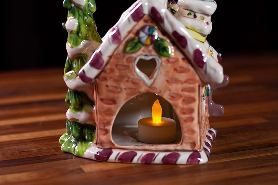 Blue Sky Ceramics Gingerbread Candle House, Multi, Multicolor (888035)