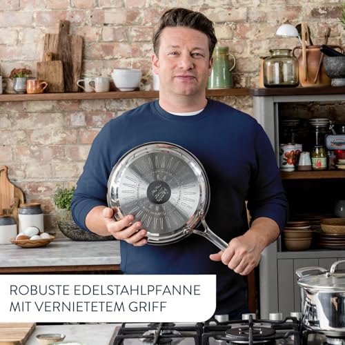 Foto von Tefal Jamie Oliver Cook's Classics Bratpfanne 28 cm, Pfanne Induktion, Antihaftversiegelung, Thermo-Signal bei idealer Brattemperatur, backofenfest, Edelstahlpfanne, genieteter Griff, E3060635