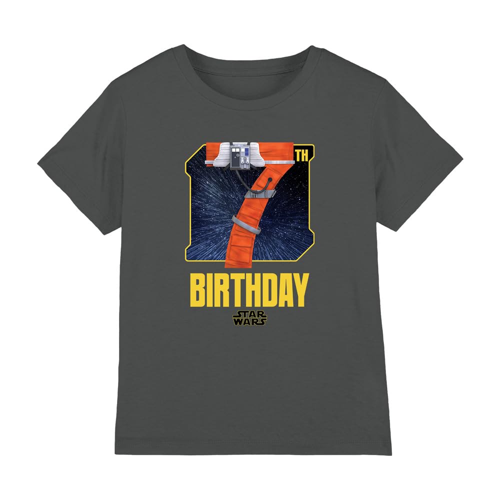 Star Wars Xwing Pilot 7th Birthday Space Unisex Kids T Shirt, Charcoal, 7-8 Years