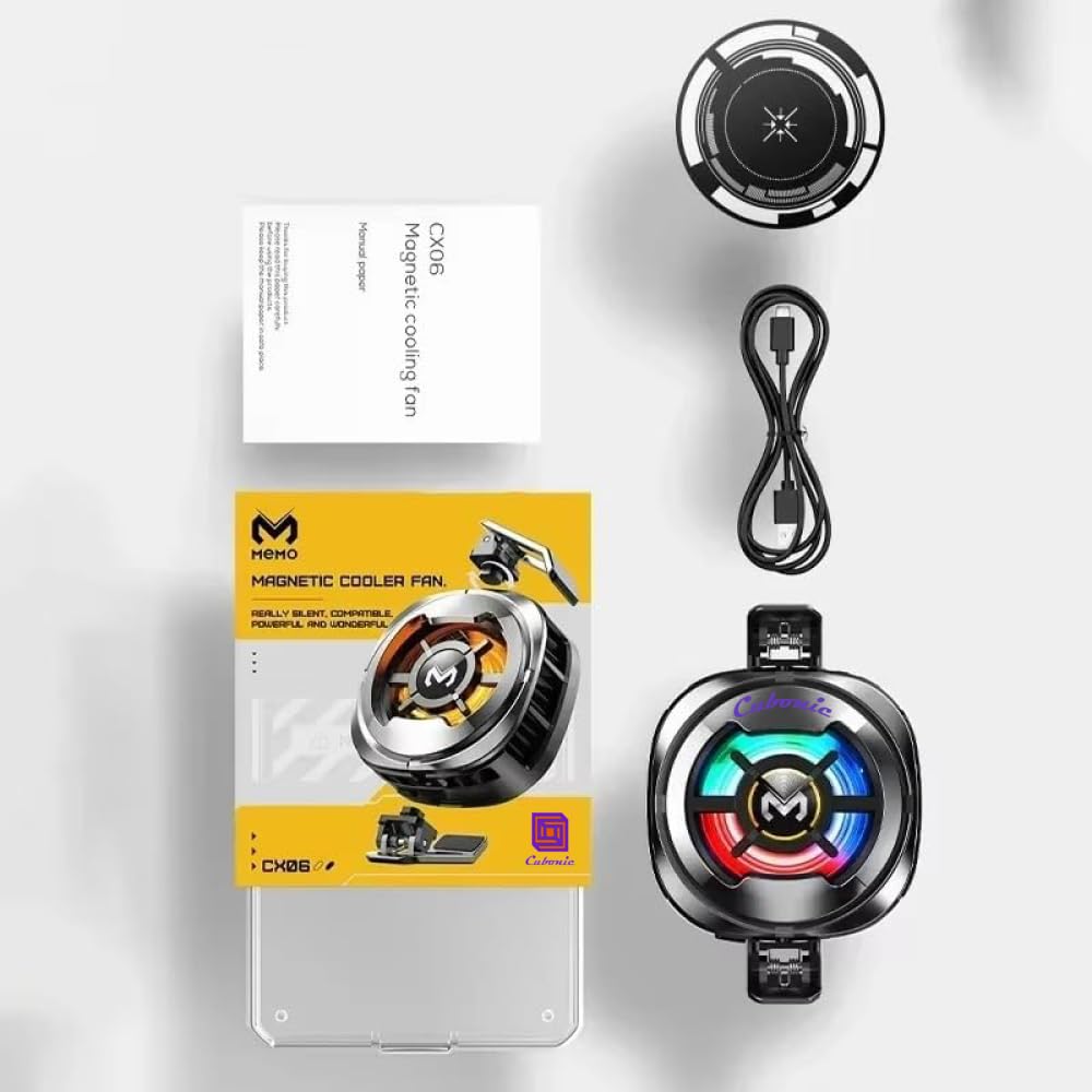 Cubonic X Memo CX06 IceMag Magnetic Phone Cooler with Turbo RGB, Detachable Clip, Built-in Strong Magnet for Gaming, Vlogging, and Live Streaming-image-1