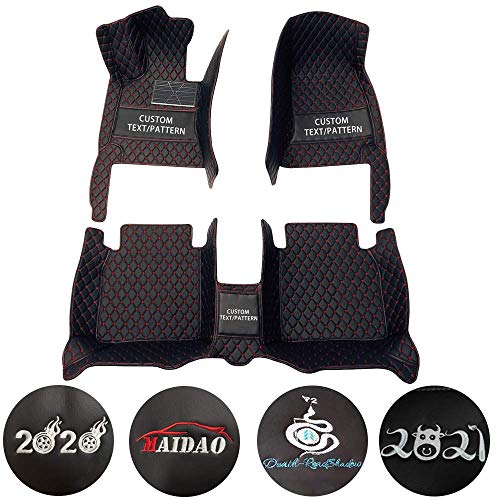 Custom Car Floor Mats for Lincoln MKZ 2014-2019 Can Be Customized for 99% of Car Models Waterproof Non-Slip Leather Liner Set Black Red
