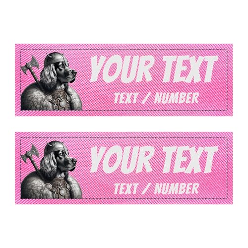 2 Personalised Labels for Tactical Dog Harness – 2 Self-Adhesive Patches, Compatible with Julius, OneTigris, Rabbitgoo... Original Safety Accessories (Pink, 15 x 5 cm)